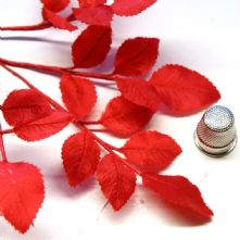 Medium Calm Red Silk Rambling Rose Leaf Spray